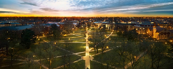 aerial view of Ohio State Oval at dawn