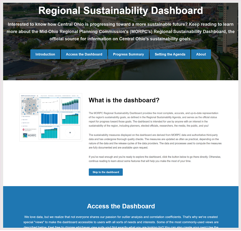 screenshot of Regional Sustainability Dashboard