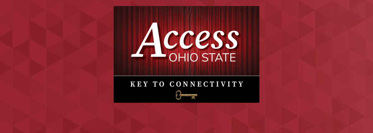 Red background with Access Ohio State: Key to Connectivity event logo
