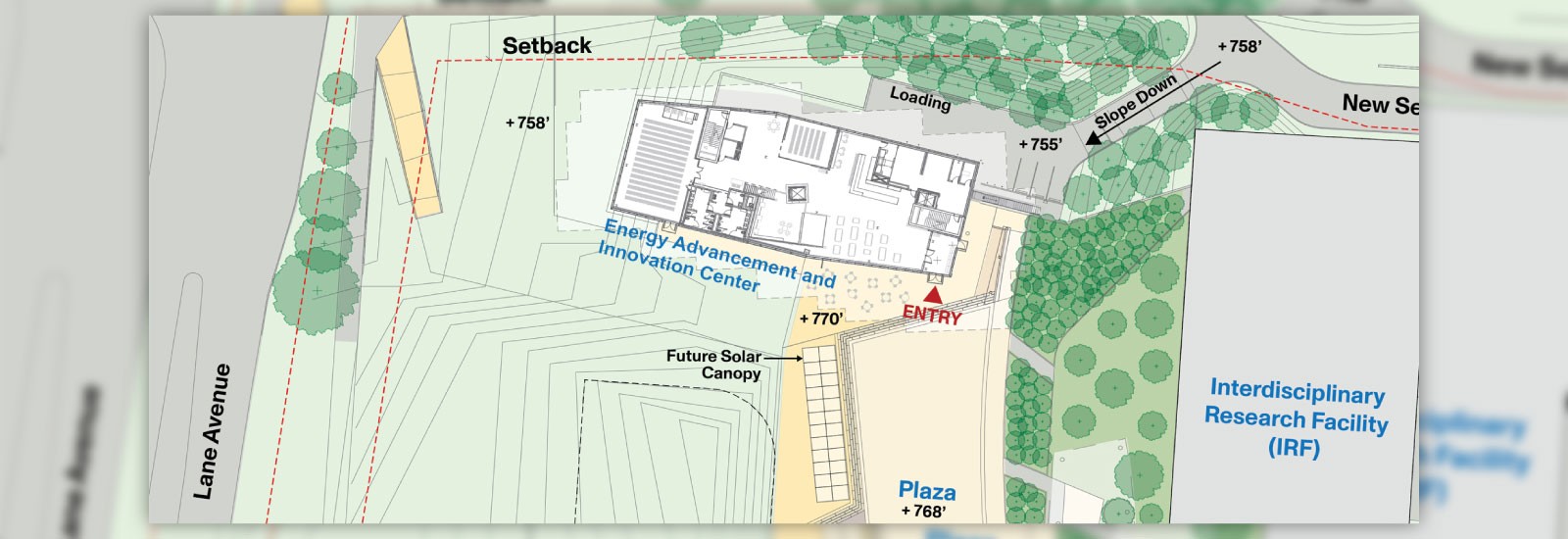 Architecture drawing of the Energy Advancement and Innovation Center
