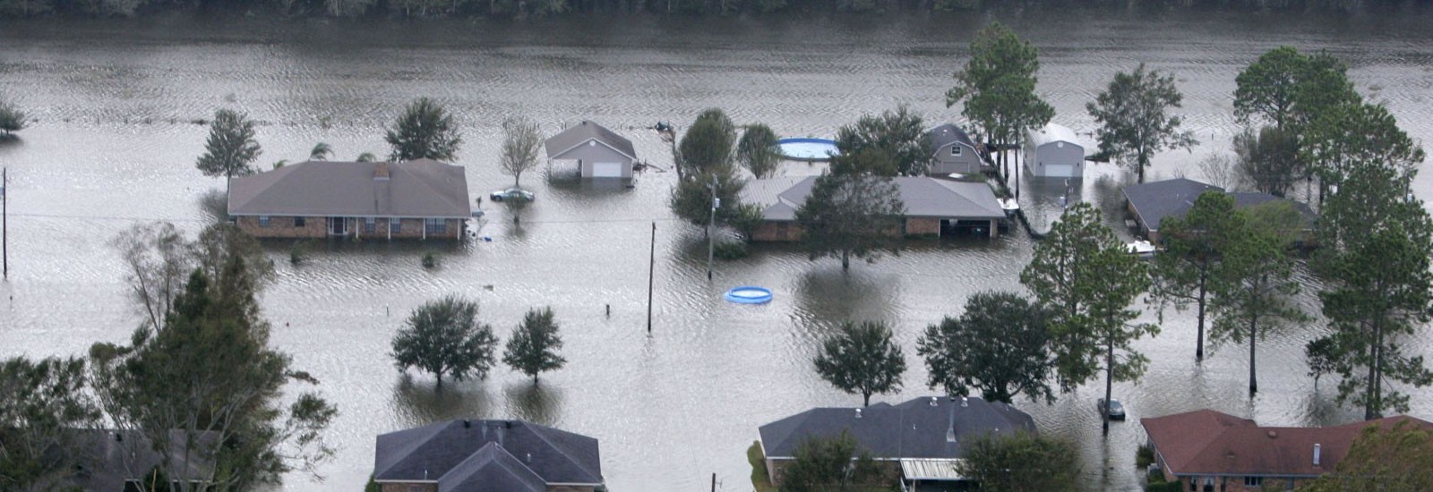 Aerial view of damage done by Hurricane Rita in Dularge, Louisiana on Saturday, Sept. 24, 2005
