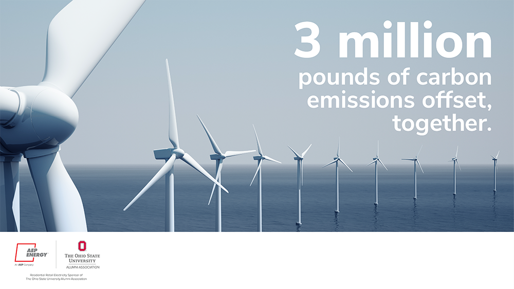 3 million pounds of carbon emissions offset, together