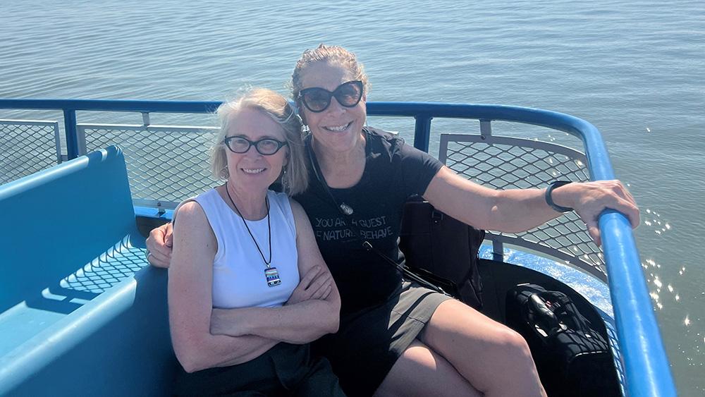 Kate Bartter and Elena Irwin on boat