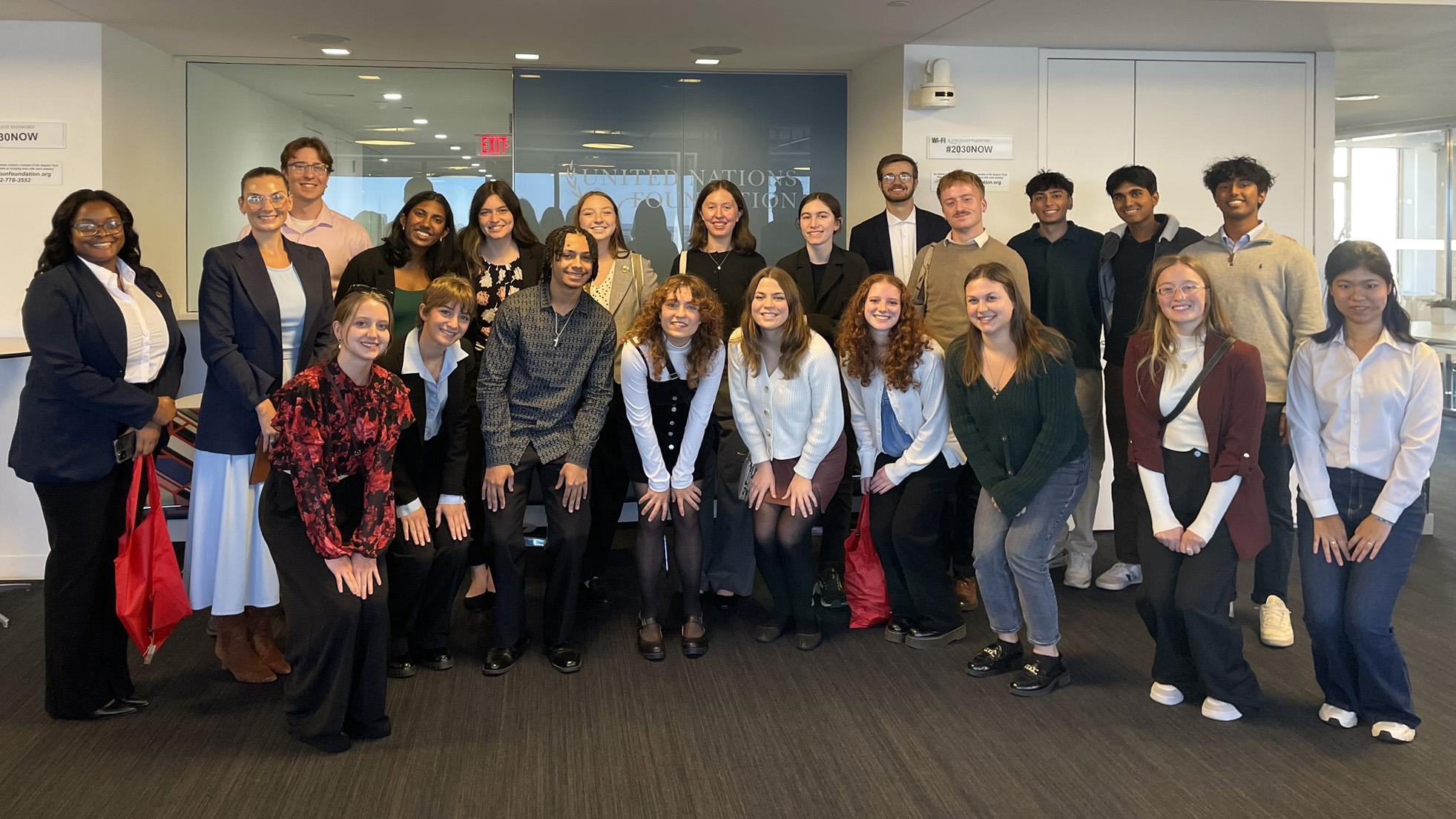 Students with United Nations hosts