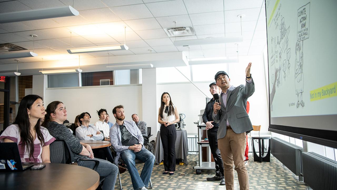 Student presenting to class